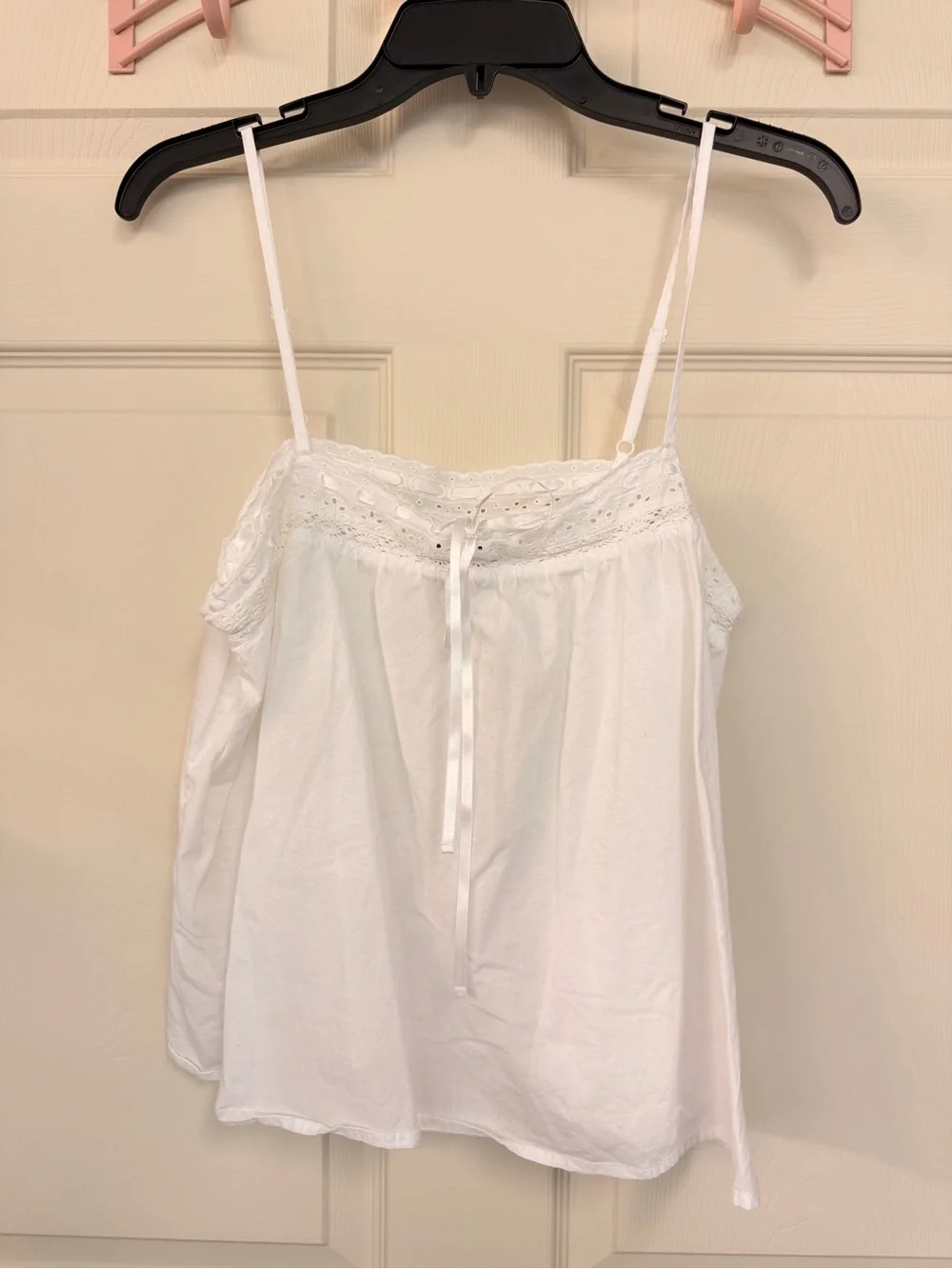 J. Crew White Cotton Lace-Trim Camisole